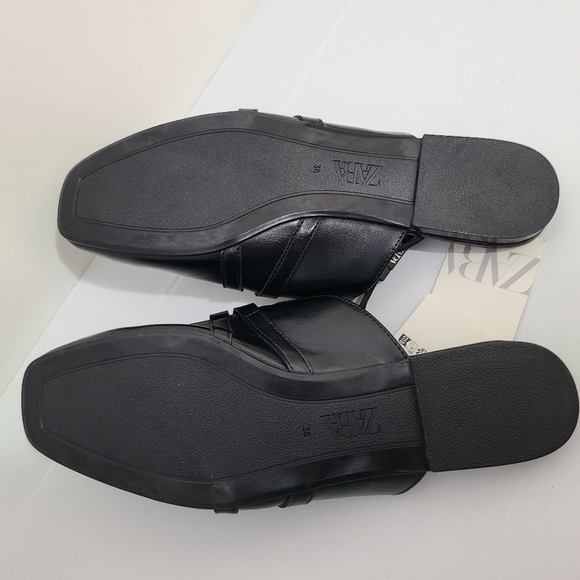 ZARA MULE LOAFERS WITH EMBELLISHED METALLIC DETAIL BLACK SIZE 7.5 | 3531/110/800 - Picture 8 of 9